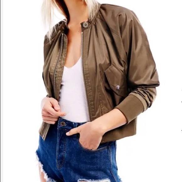 Free People Midnight Bomber Jacket, Small, MOSS Army - Picture 9 of 11